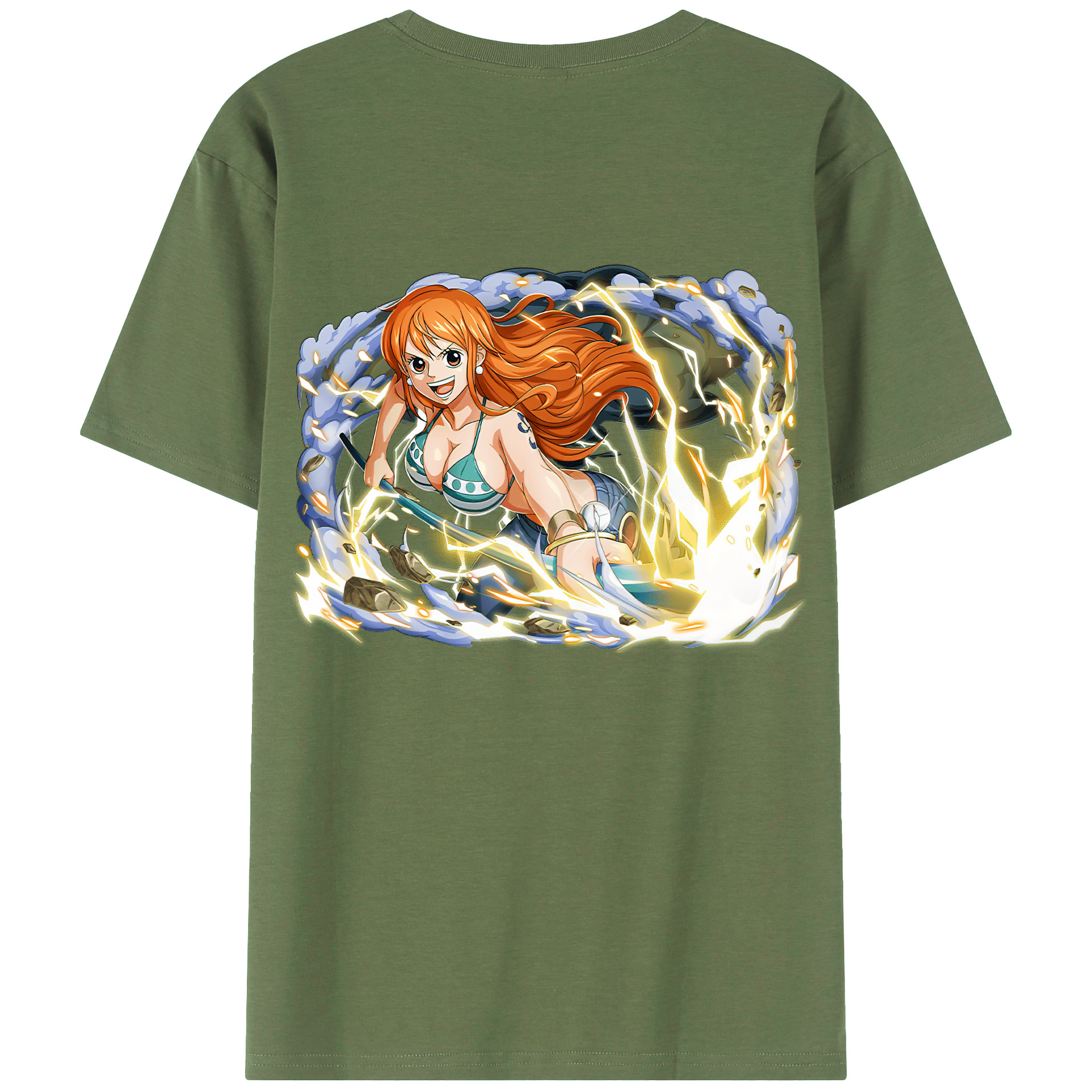 （画像用） ワンピース ナミ ONE PIECE Nami 綿100％ メンズ半袖Tシャツ（バックプリント） 通気性